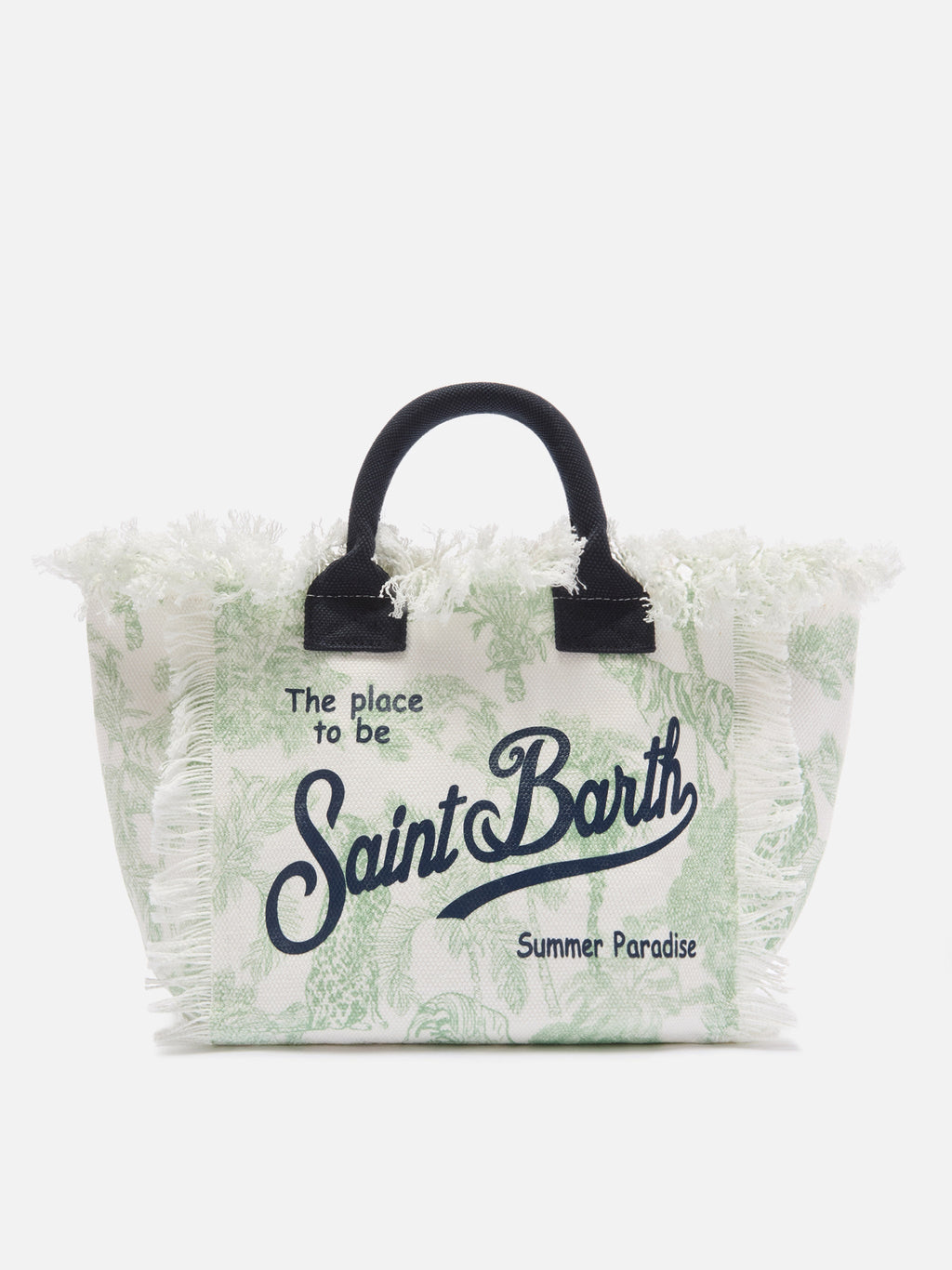 Borsa Colette in canvas con stampa toile de Jouy verde