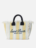 Borsa Colette in canvas a righe gialle con logo ricamato