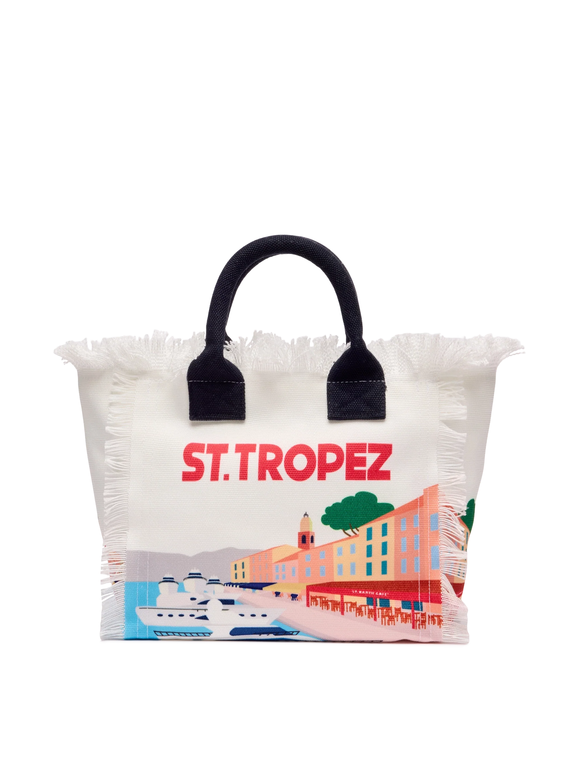 Borsa Colette in canvas di cotone con stampa cartolina St. Tropez