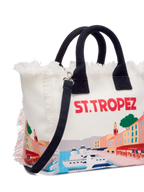 Borsa Colette in canvas di cotone con stampa cartolina St. Tropez