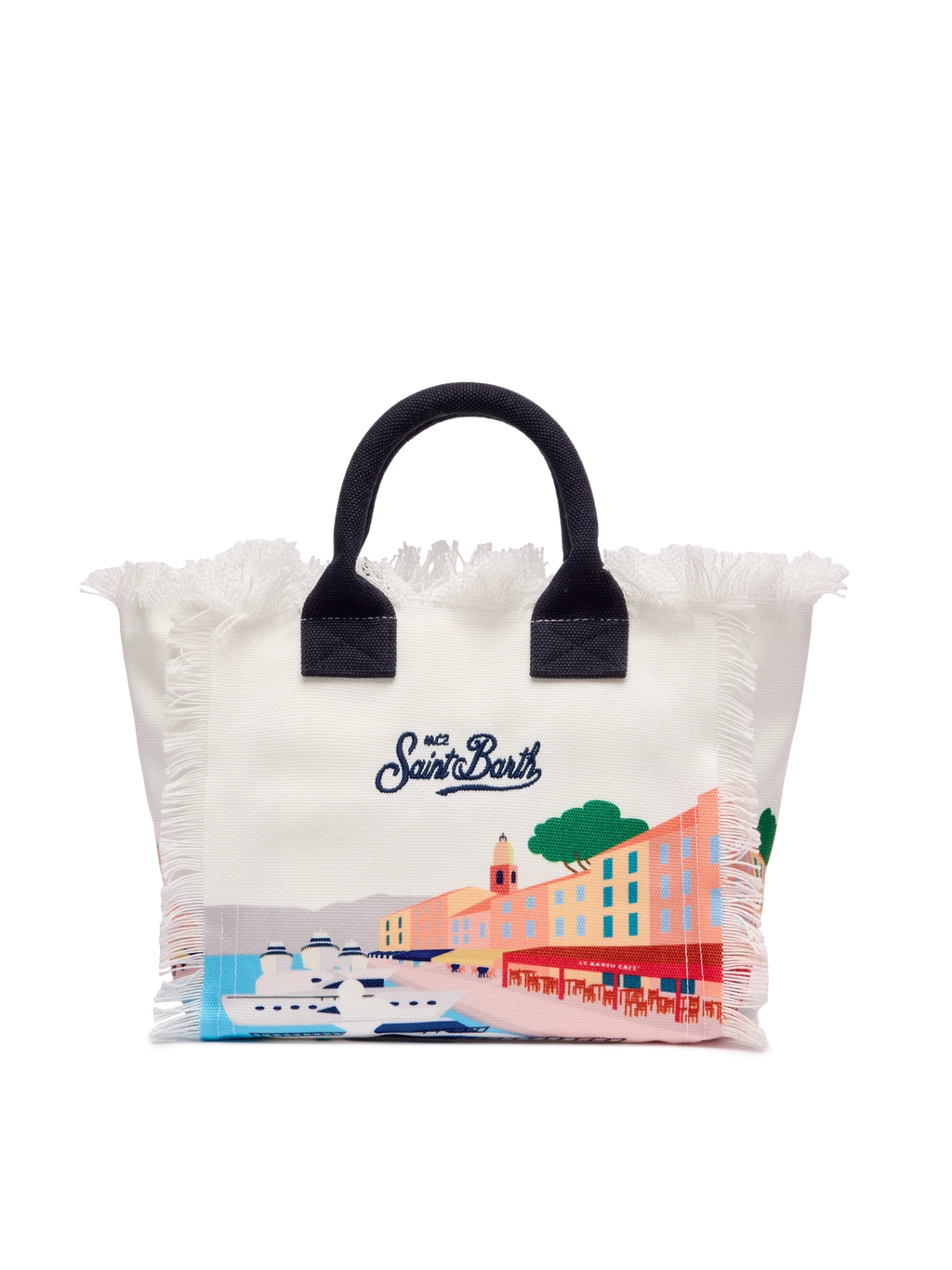 Borsa Colette in canvas di cotone con stampa cartolina St. Tropez