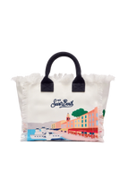 Borsa Colette in canvas di cotone con stampa cartolina St. Tropez