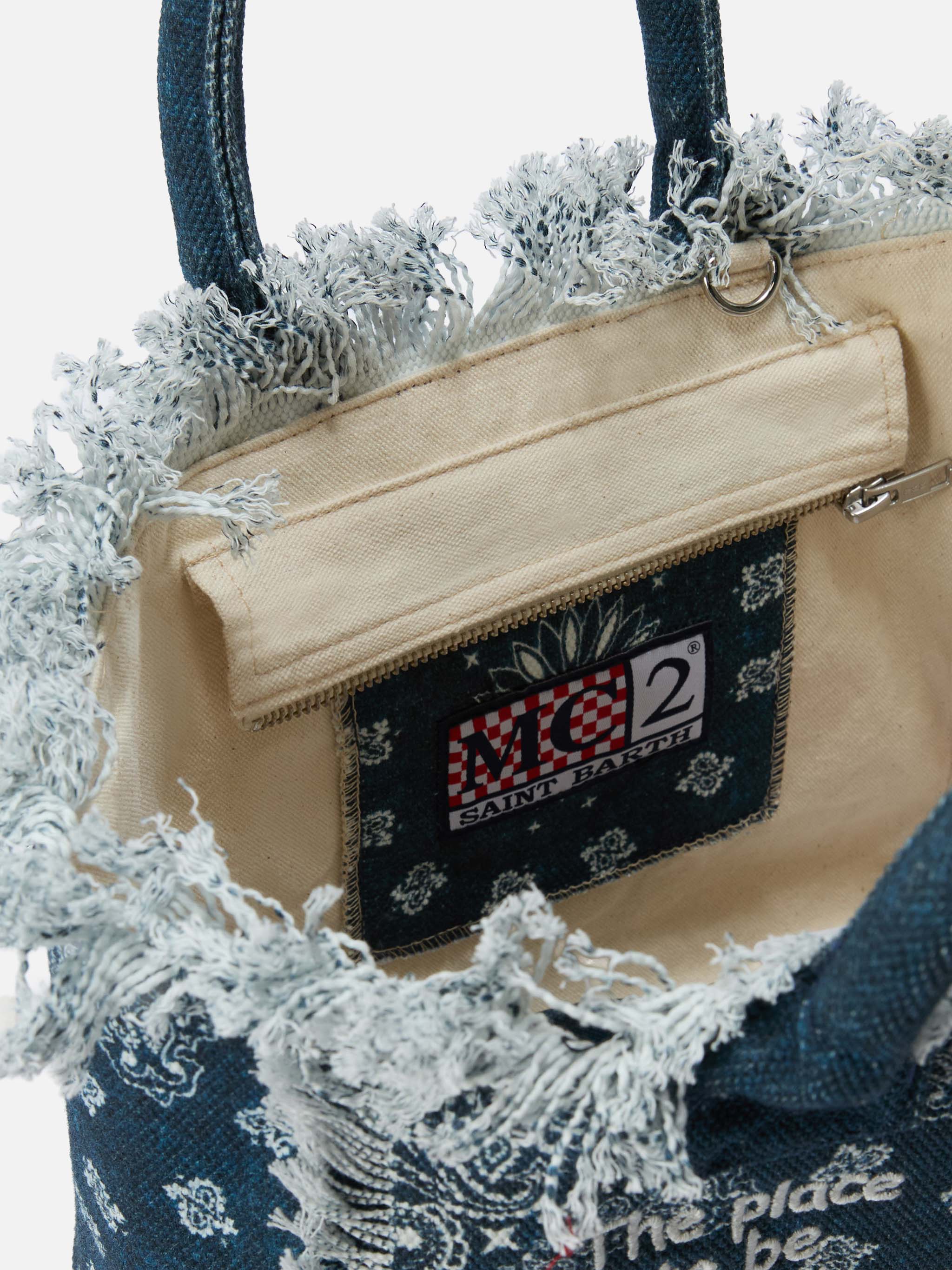 Borsa Colette in canvas azzurro con stampa bandana