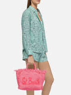 Borsa Colette in canvas di cotone rosa con logo patch