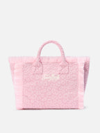 Borsa Colette in tessuto effetto spugna con leopardato in rilievo