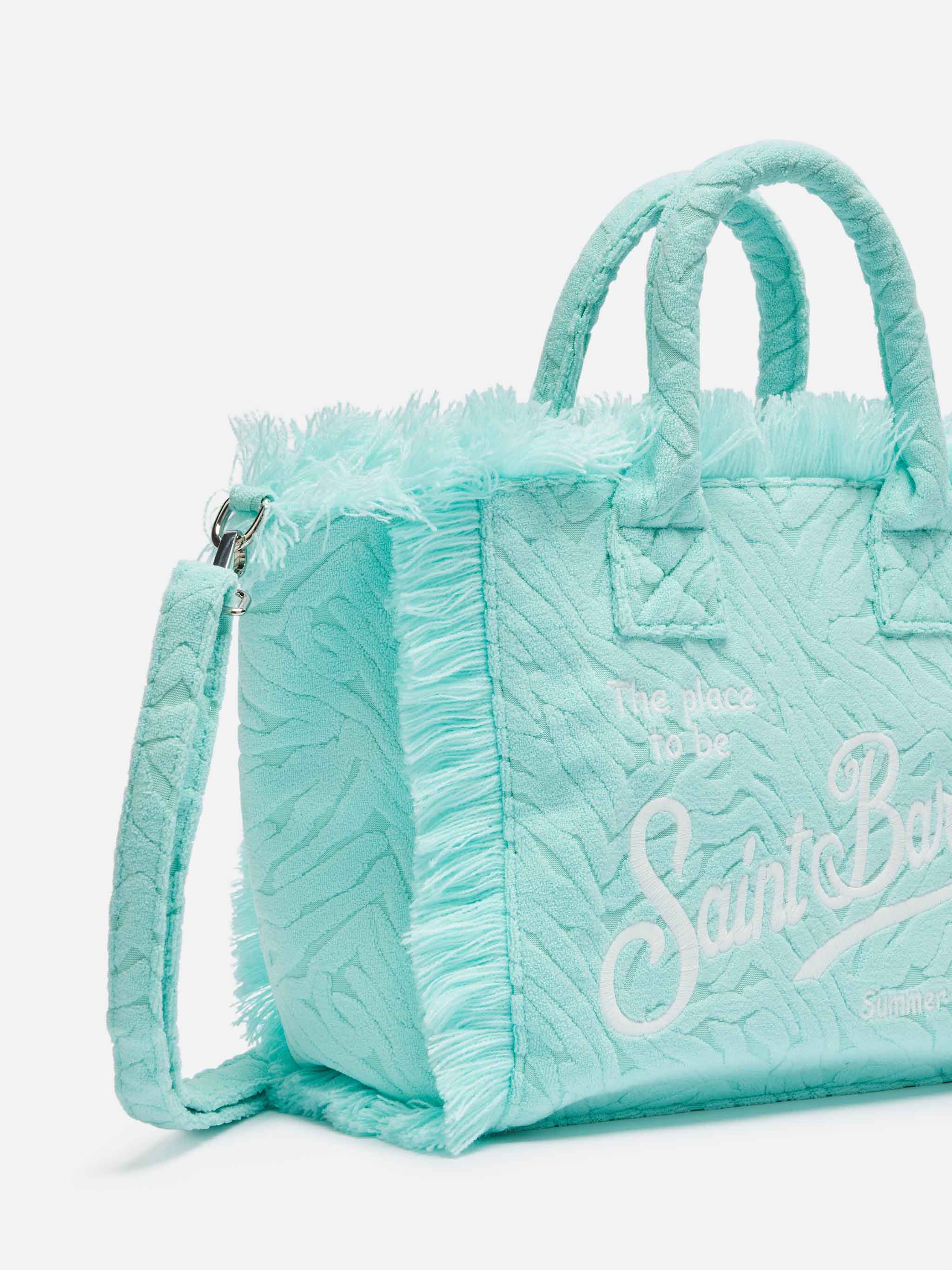 Borsa Colette in spugna verde acqua con stampa zebrata in rilievo