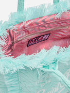 Borsa Colette in spugna verde acqua con stampa zebrata in rilievo