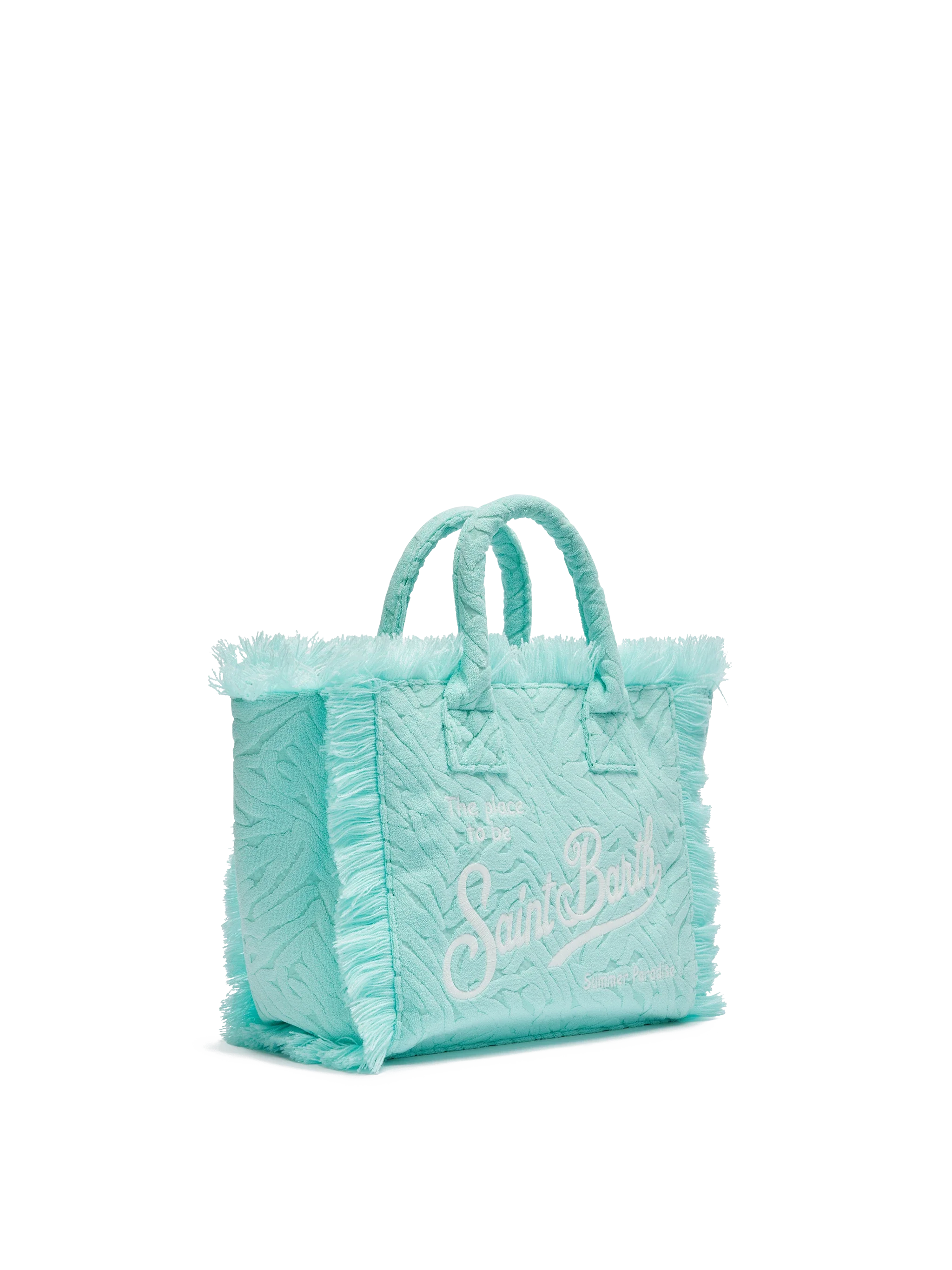Borsa Colette in spugna verde acqua con stampa zebrata in rilievo