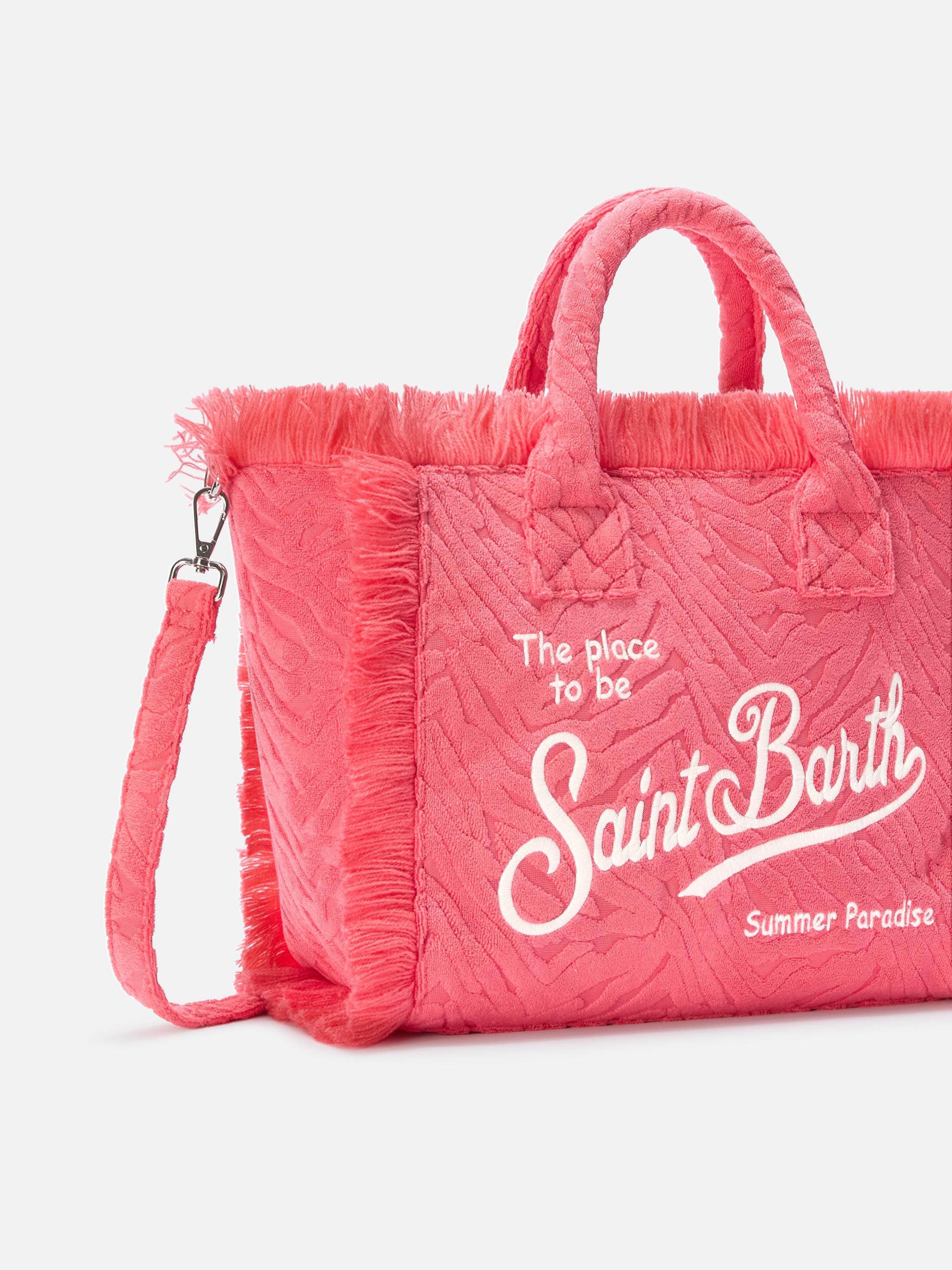 Borsa Colette in tessuto effetto spugna con zebrato in rilievo