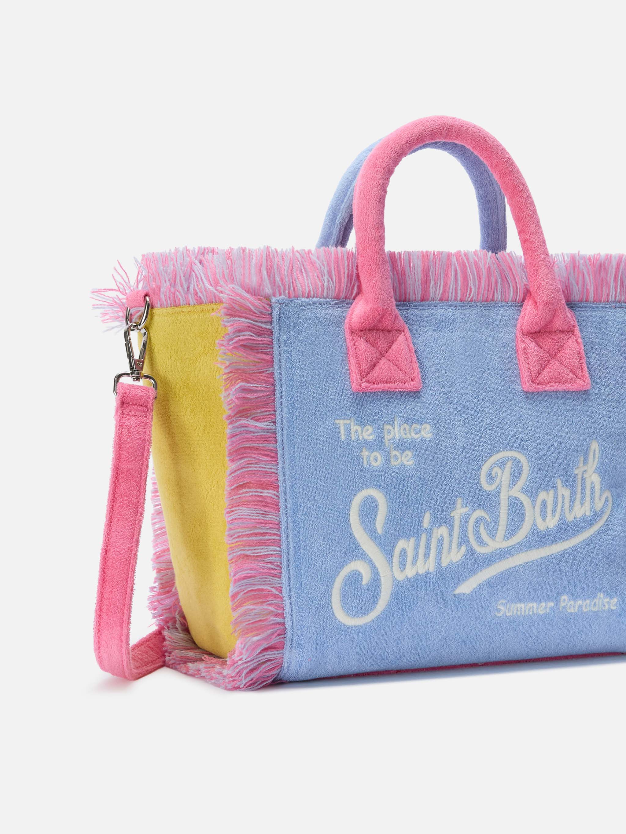 Borsa Colette in tessuto effetto spugna multicolor color block