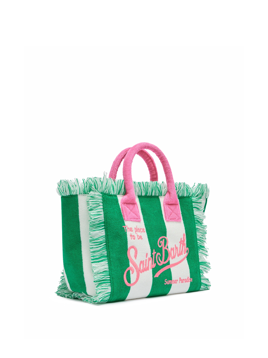 Borsa Colette in spugna verde con stampa a righe verdi