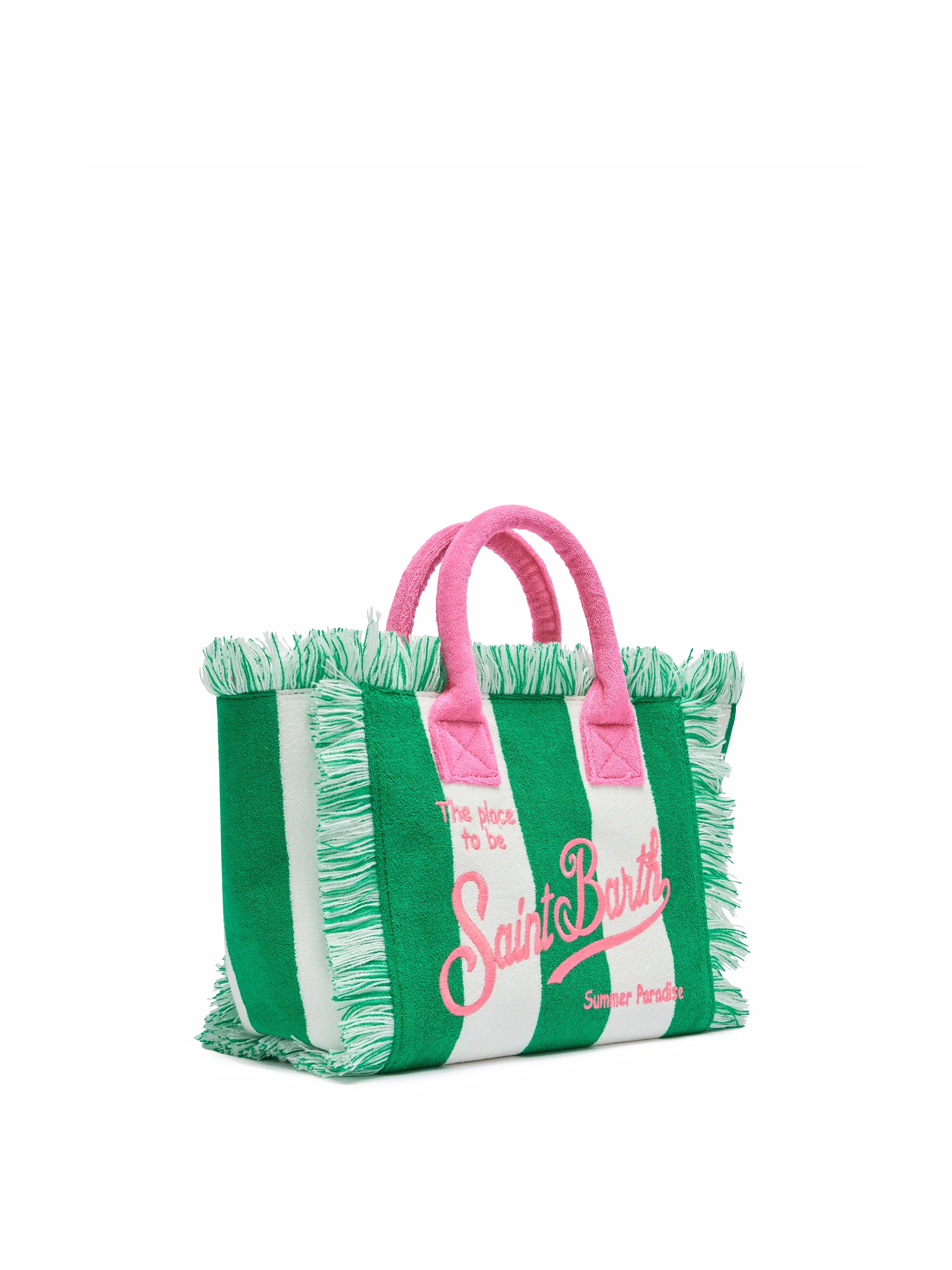 Borsa Colette in spugna verde con stampa a righe verdi