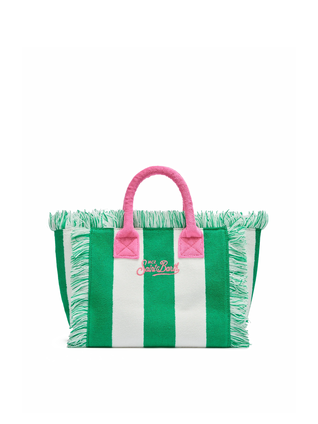 Borsa Colette in spugna verde con stampa a righe verdi