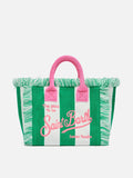 Borsa Colette in spugna verde con stampa a righe verdi
