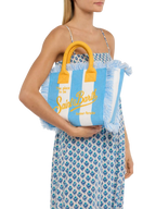 Borsa Colette in spugna azzurra con stampa a righe azzurre