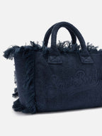 Borsa Colette in tessuto effetto spugna blu tinta unita
