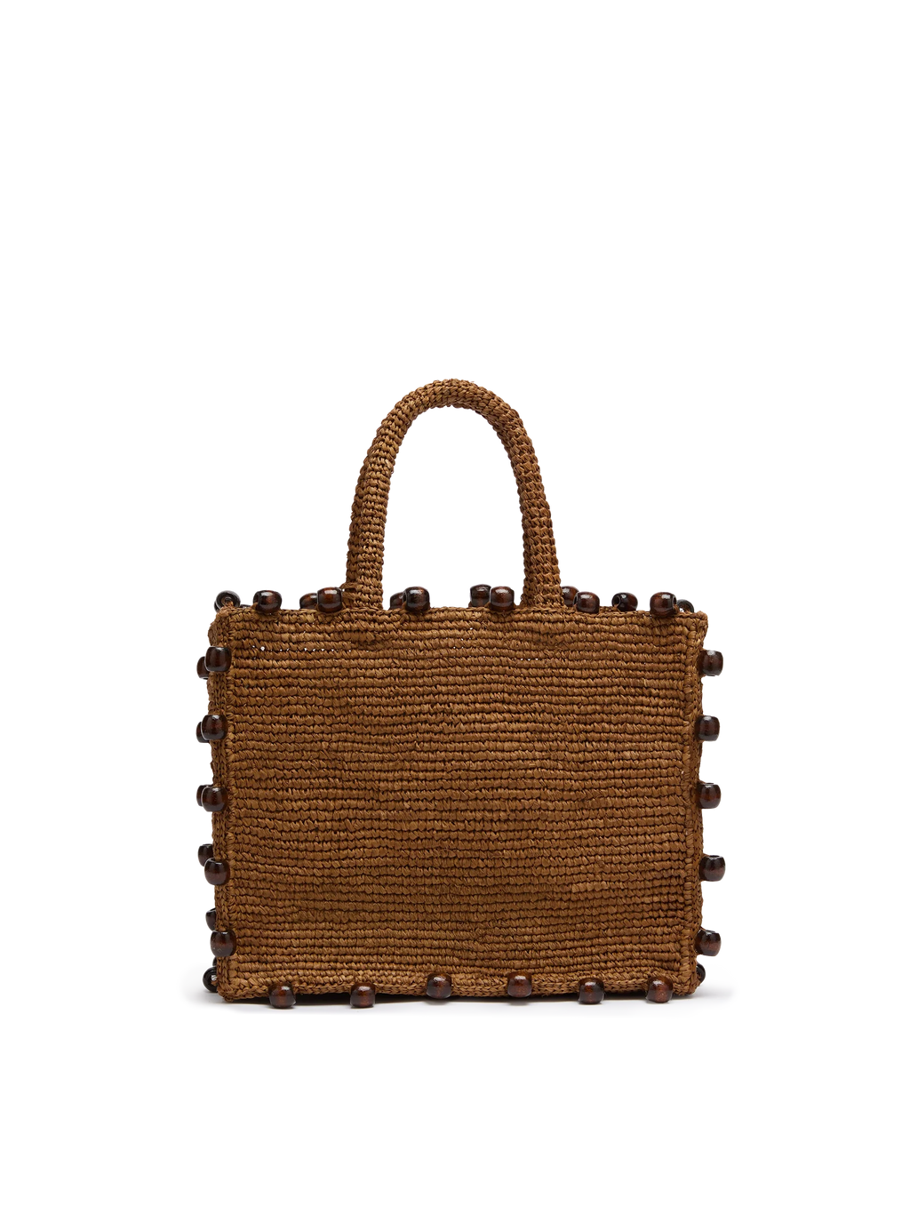 Borsa Colette in rafia marrone con perline e logo ricamato