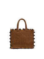Borsa Colette in rafia marrone con perline e logo ricamato