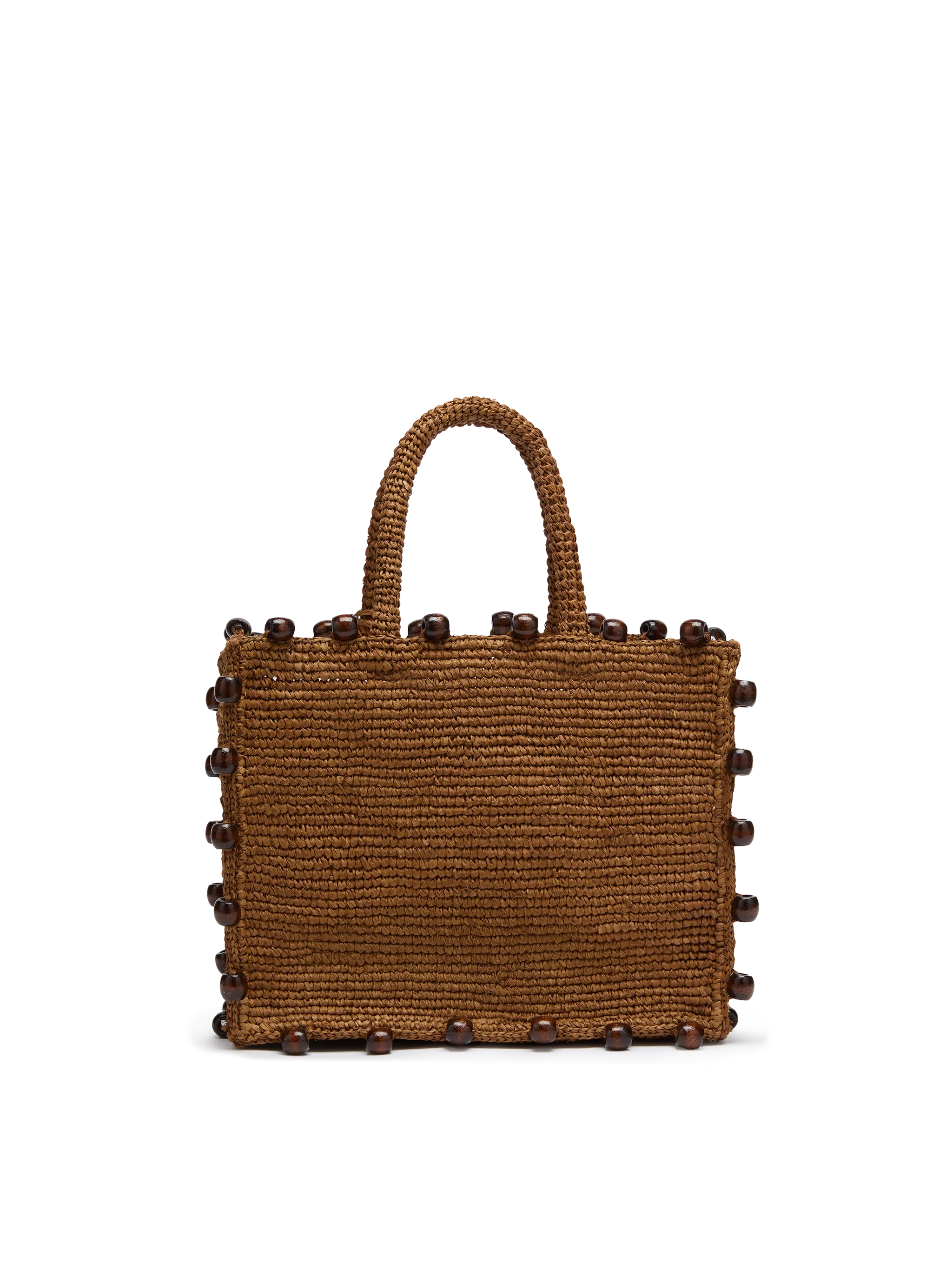 Borsa Colette in rafia marrone con perline e logo ricamato