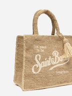 Borsa Colette in rafia con logo ricamato