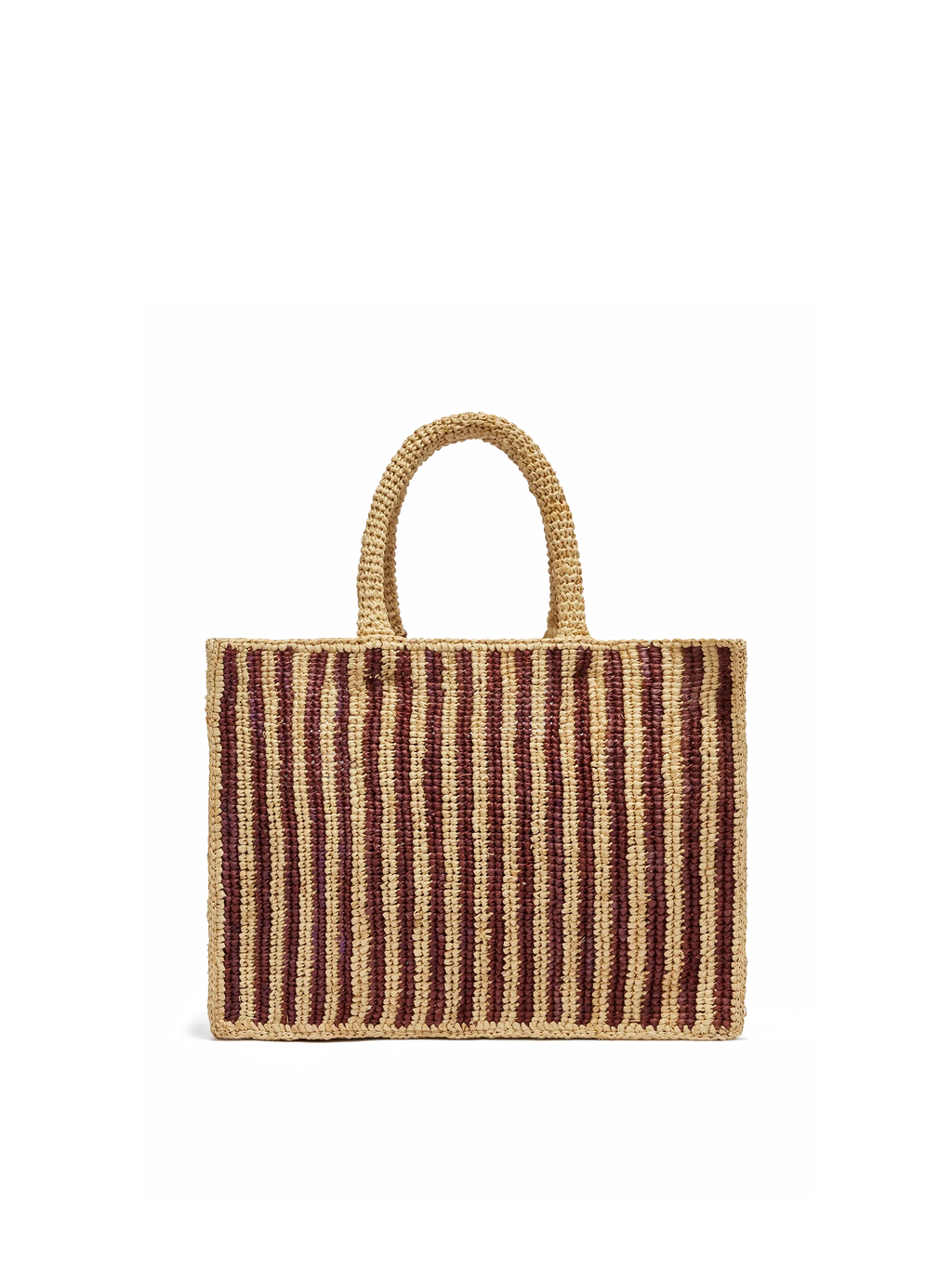 Borsa Colette in rafia a righe marroni con logo ricamato