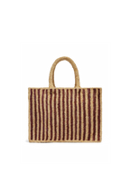 Borsa Colette in rafia a righe marroni con logo ricamato