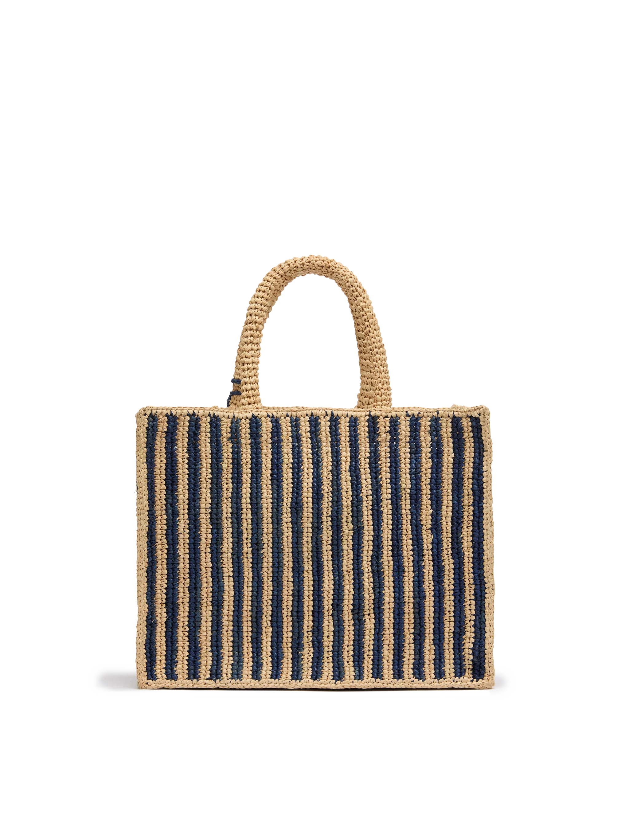 Borsa Colette in rafia a righe blu navy con logo ricamato