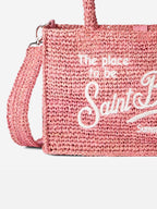 Borsa Colette in rafia rosa con ricamo Saint Barth