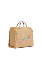 Borsa Colette effetto paglia con logo ricamato multicolore