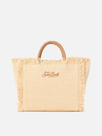 Borsa Colette effetto paglia con logo ricamato