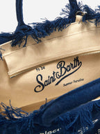 Borsa Colette in lino blu tinta unita