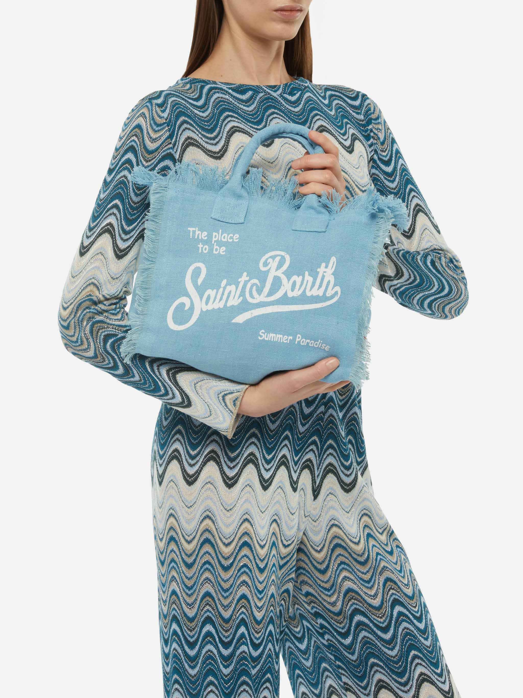 Borsa Colette in 100% LINO azzurro