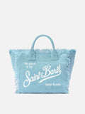 Borsa Colette in lino azzurro tinta unita