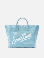 Borsa Colette in lino azzurro tinta unita