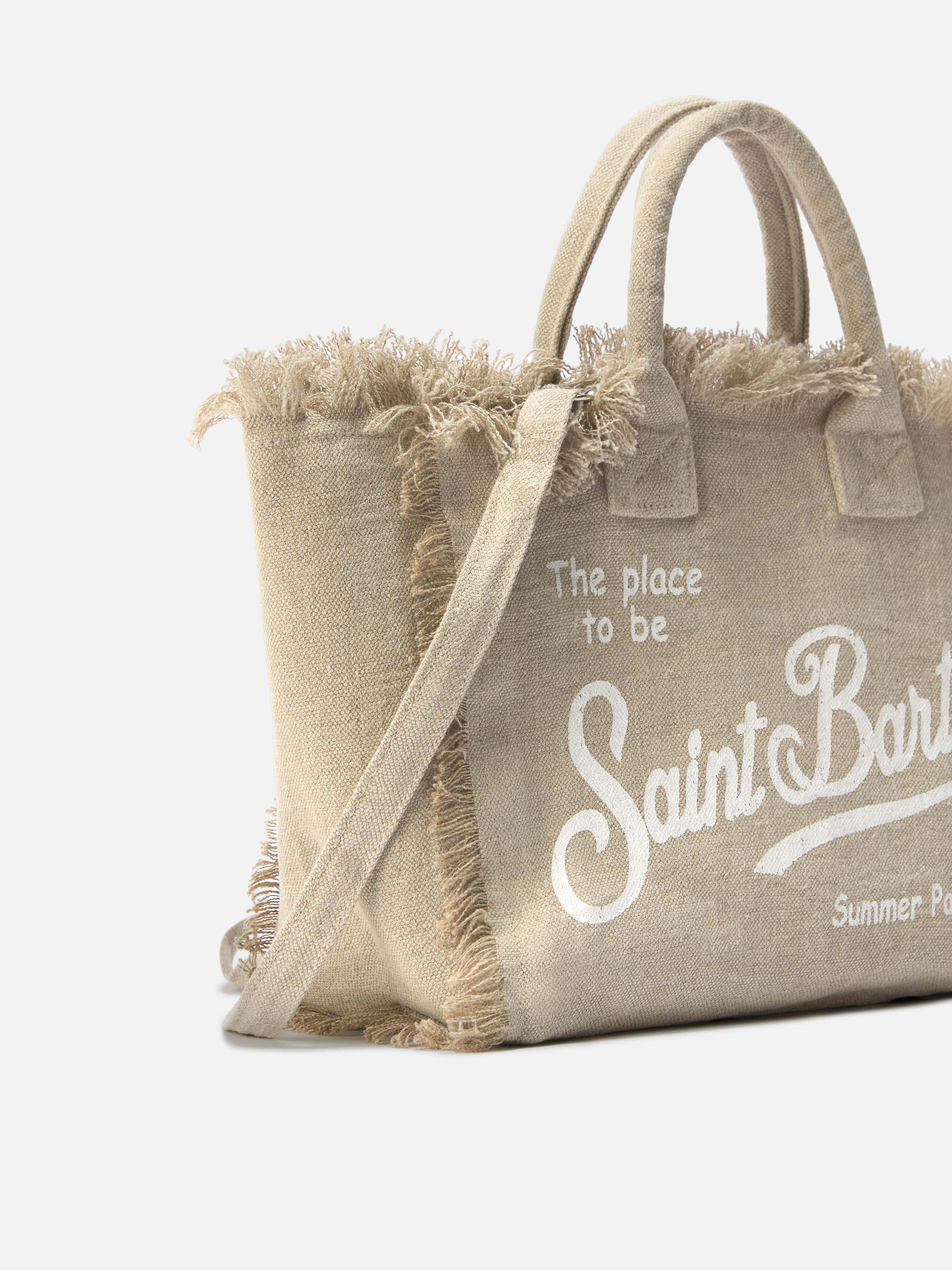 Borsa Colette in lino beige tinta unita