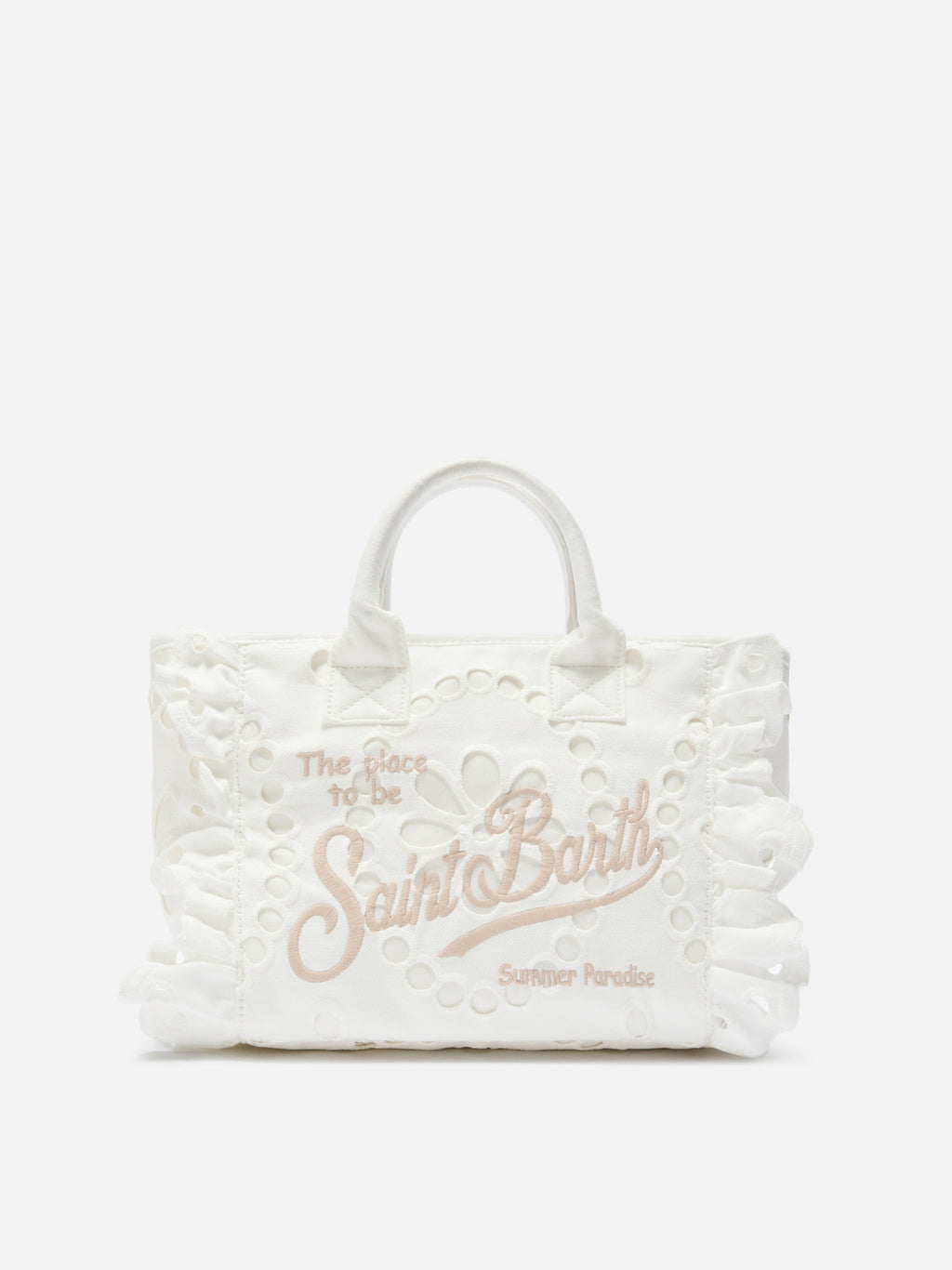 Borsa Colette Volant in cotone sangallo bianco