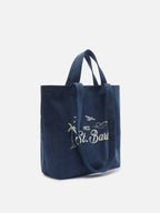 Borsa tote Essential Beach in cotone blu navy con logo ricamato