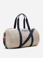 Borsone Round Jetleg in lino beige con logo ricamato a contrasto