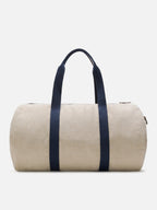 Borsone Round Jetleg in lino beige con logo ricamato a contrasto