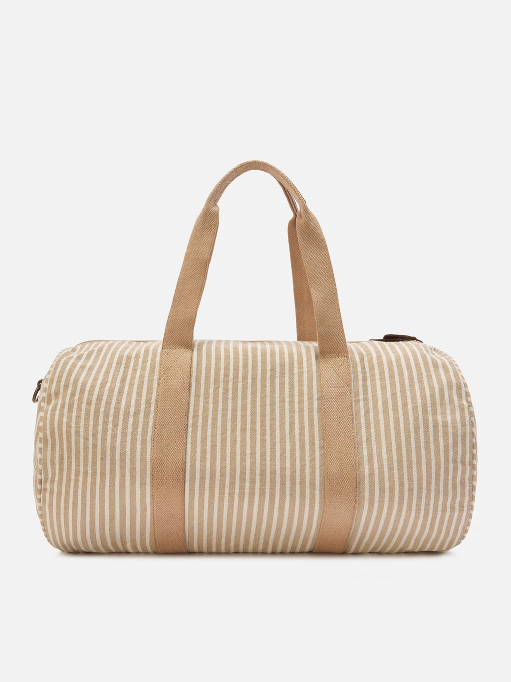 Borsone Round Jetleg in lino a righe beige e bianche