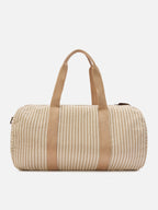 Borsone Round Jetleg in lino a righe beige e bianche