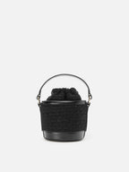 Borsa a secchiello Mila Tweed in misto lana tweed nero