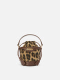 Borsa a secchiello Mila Tweed in misto lana tweed leopardato