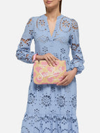 Pochette Parisienne effetto paglia con stampa cuori