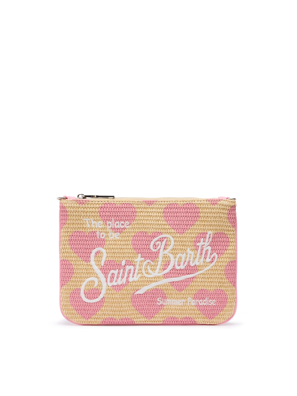Pochette Parisienne effetto paglia con stampa cuori