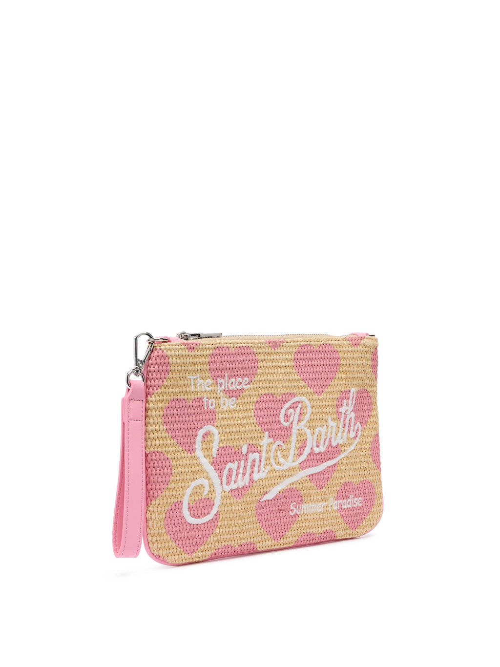 Pochette Parisienne effetto paglia con stampa cuori