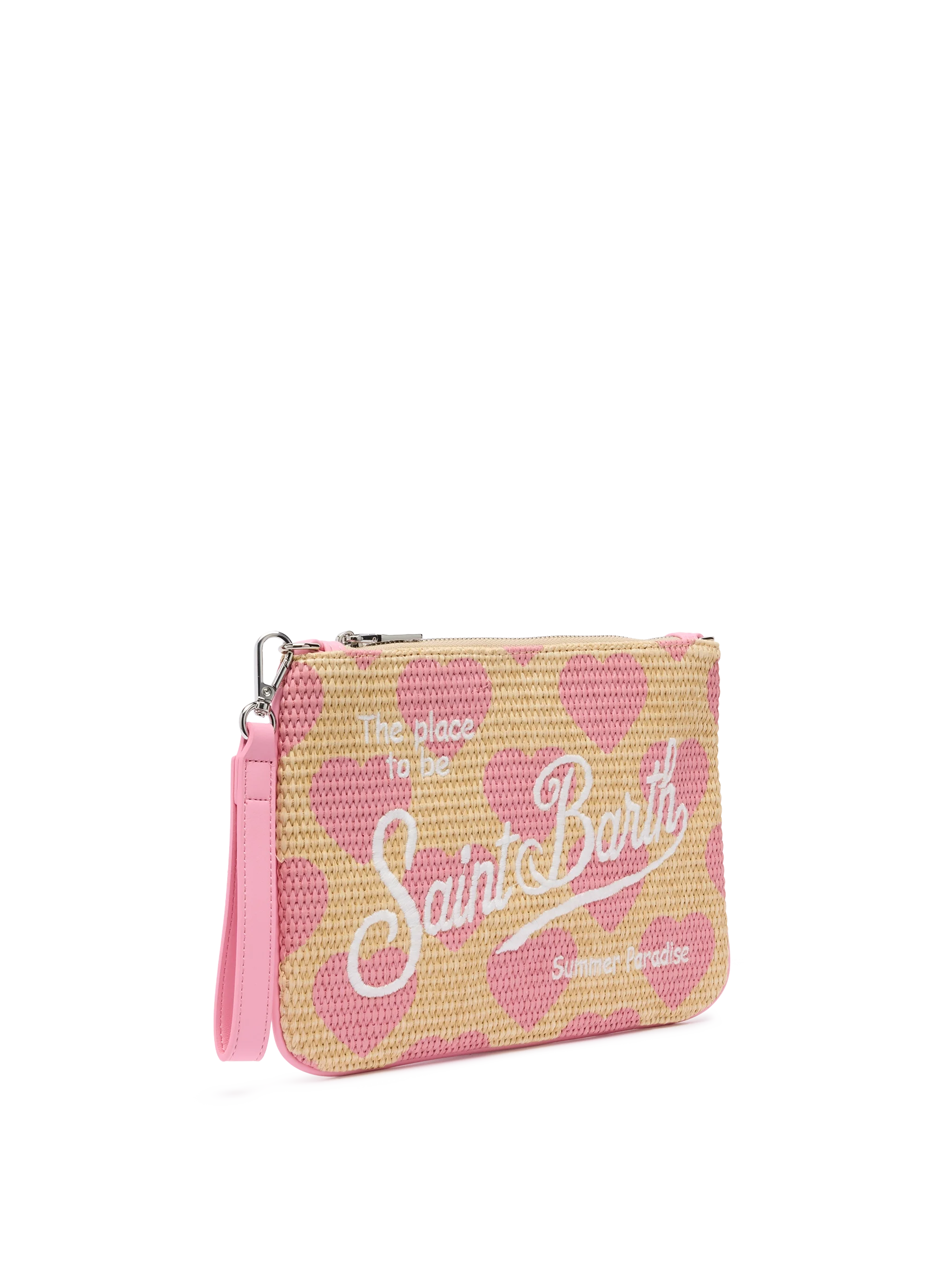 Pochette Parisienne effetto paglia con stampa cuori