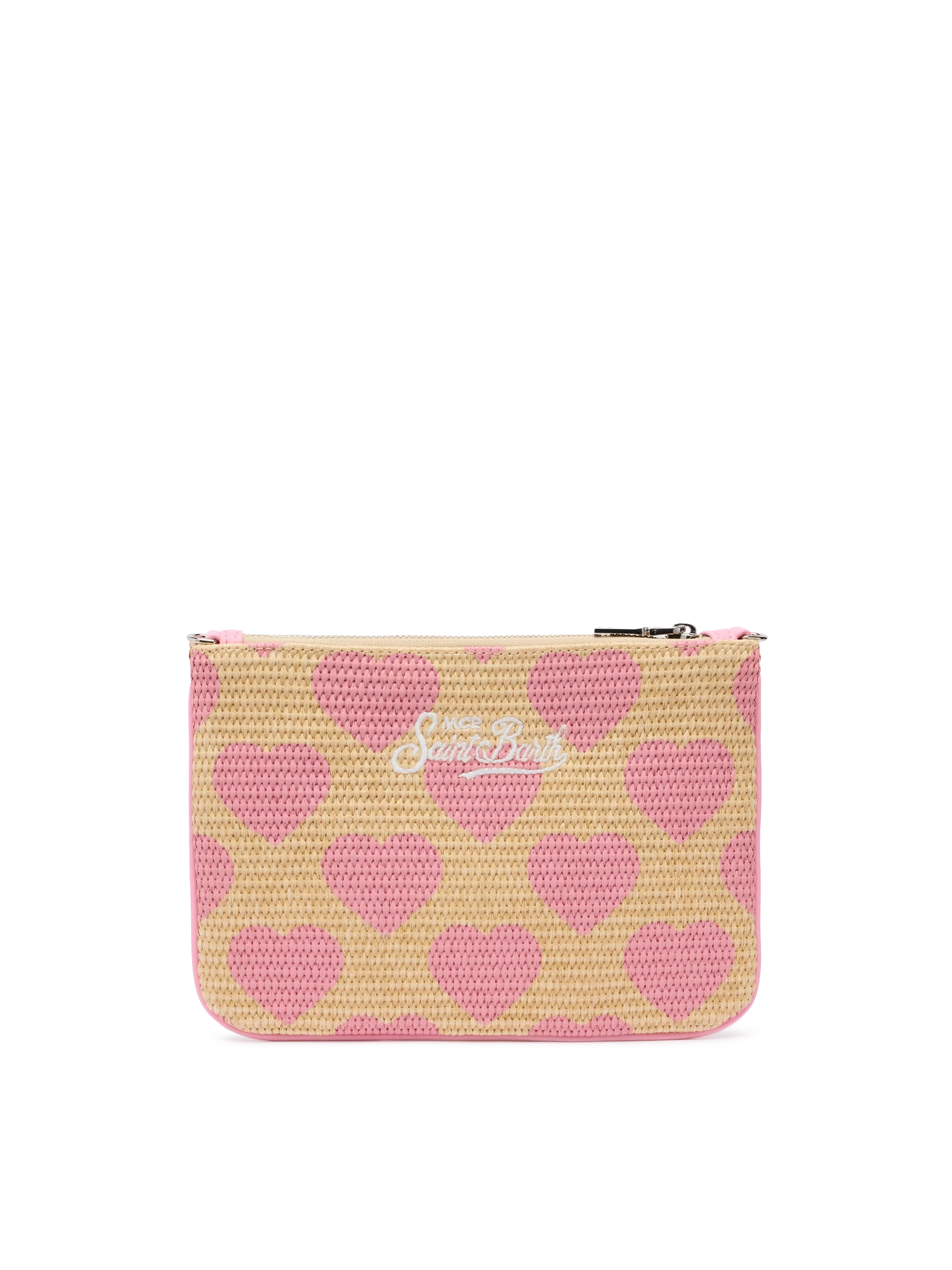 Pochette Parisienne effetto paglia con stampa cuori