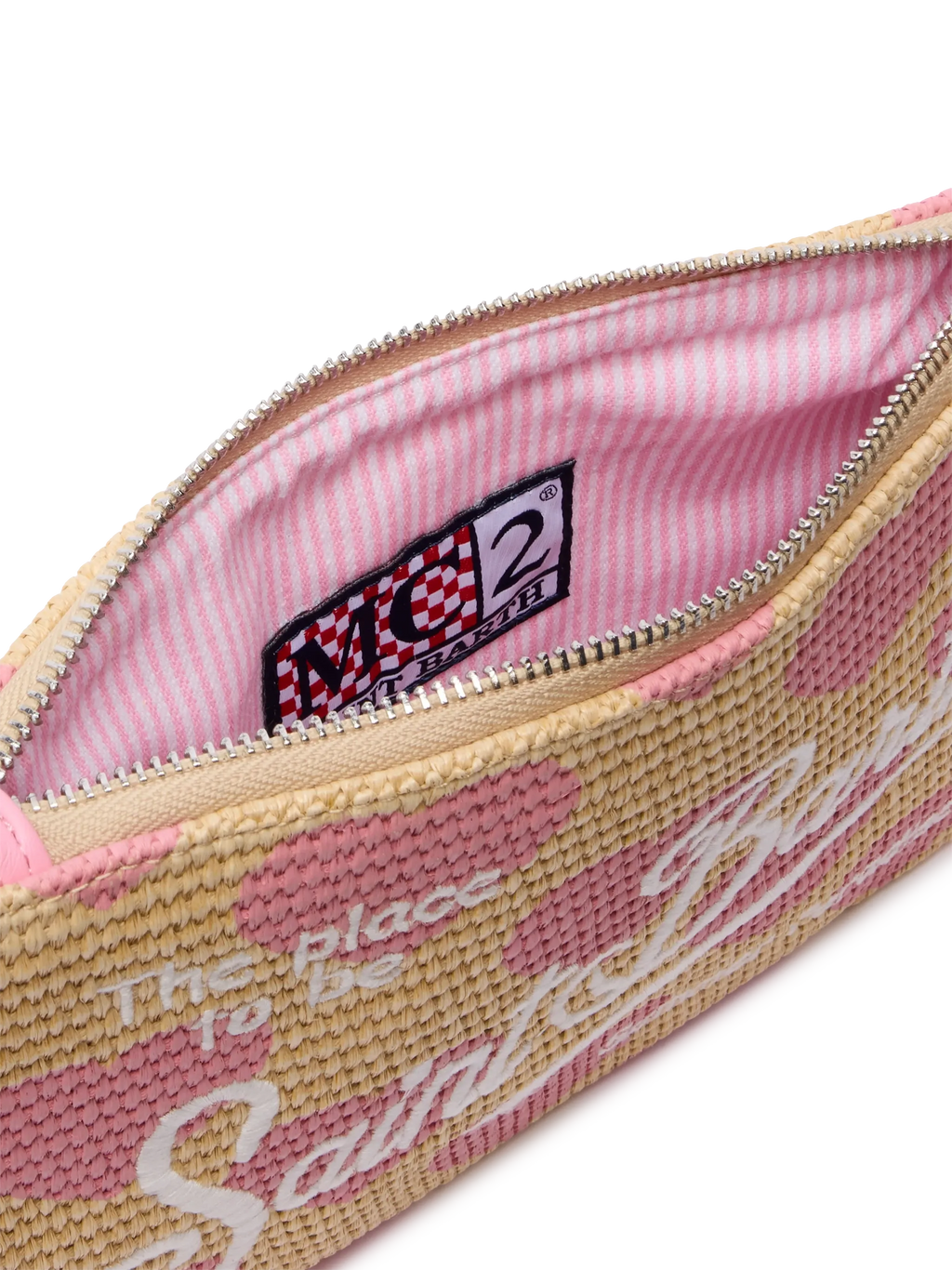 Pochette Parisienne effetto paglia con stampa cuori