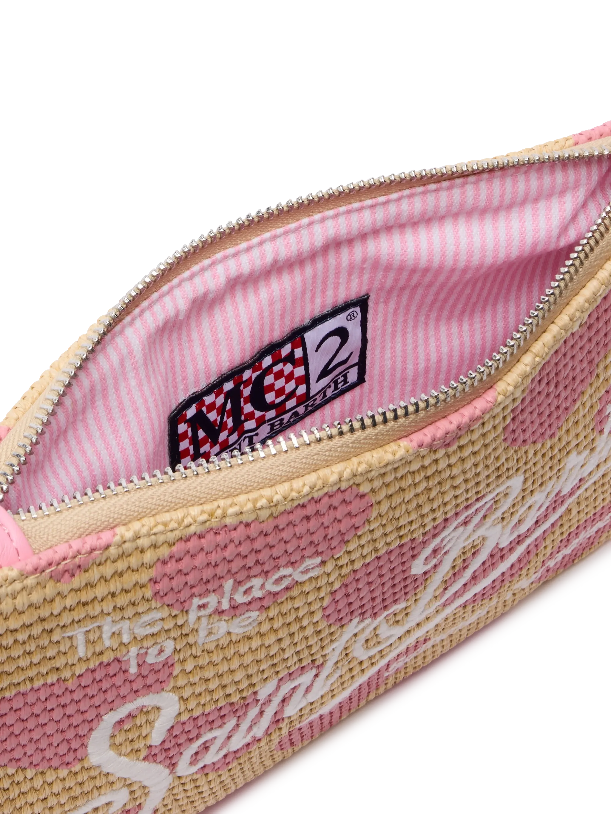 Pochette Parisienne effetto paglia con stampa cuori